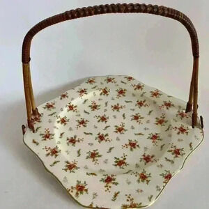 1920s Moriyama Mori Machi serving tray with wicker handle